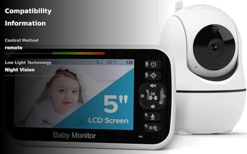 GoodBaby Baby Monitor with Camera and Audio - No WiFi, Remote Pan-Tilt-Zoom, Night Vision, Temperature Sensor, 2-Way Talk, 8 Lullabies, 30-Hour Battery Life，960ft Long Range 3