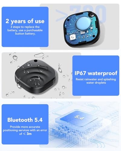 4 Pack Dual System Tracker for iOS and Android Bluetooth Tracker Smart Tags Compatible with Apple Find My (iOS) & Google's Find Hub(Android) for Keys, Luggage, Wallet, Vehicles 5