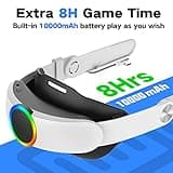 RGB Head Strap with Battery for Oculus Quest 2, 10000mAh Battery Pack for Extended 8 Hrs of Playtime, Fast Charging VR Power, Adjustable Elite Strap Enhanced Support and Balance in VR 2