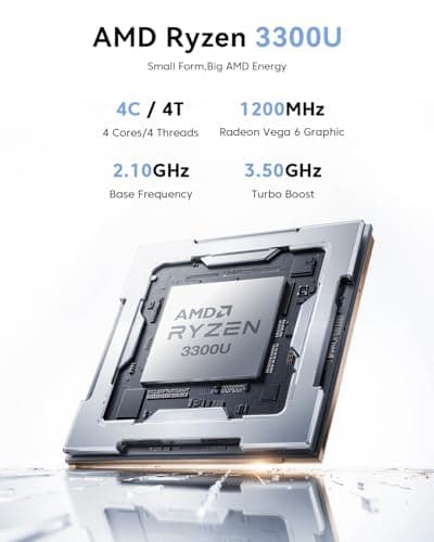 KAMRUI Pinova P1 Mini PC Computer, AMD Ryzen 3300U Processor, 16GB DDR4 RAM 256GB M.2 SSD, Mini Desktop Computer Support Triple 4K, USB-C, WiFi, Bluetooth, Ethernet, HTPC for Business, Education, Home 2