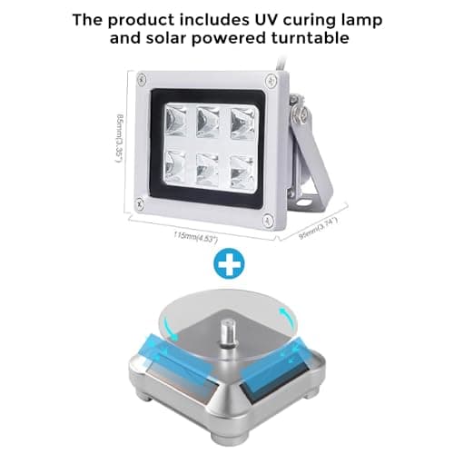 3D Printer UV Resin Curing Light with Solar Turntable 360°Rotating Stand for SLA DLP LCD 3D Printer Solidify Photosensitive Resin 405nm UV Resin Affect, DIY Curing Enclosure 2