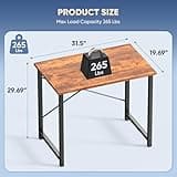 DUMOS 32 in Small Computer Desk for Home Office, Modern Study Work Table Simple Style for Bedroom, Writing Desks with X-Shaped Reinforcement, Rust 2