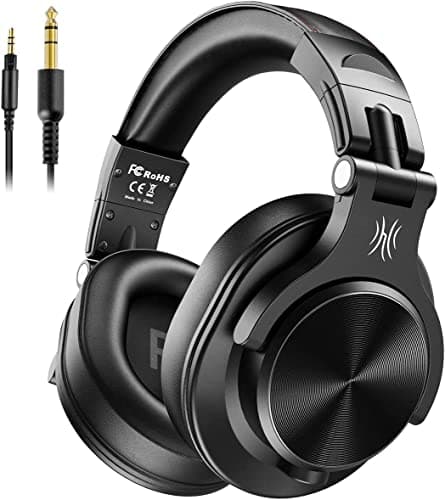 OneOdio A71 Hi-Res Studio Recording Headphones - Wired Over Ear Headphones with SharePort, Monitoring Mixing Foldable Headset with Stereo Sound, 3.5/6.35MM Jack for PC Computer DJ Guitar-Black