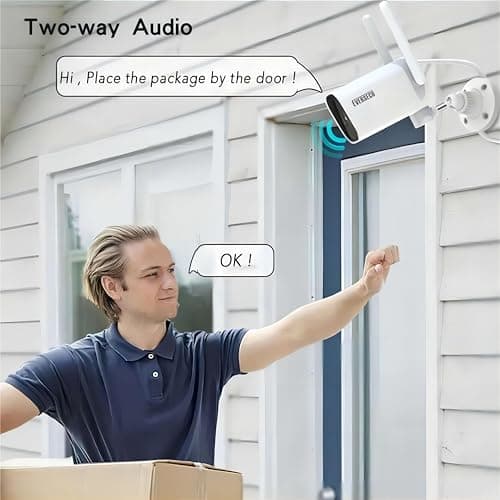 EVERSECU 2K WiFi PTZ Bullet Camera, Outdoor/Indoor, Pan/tilt, 2-Way Audio, Night Vision, Motion Detection Auto Tracking, Waterproof, Remote Access, RTSP Stream, Compatible with Alexa(4pack) 2