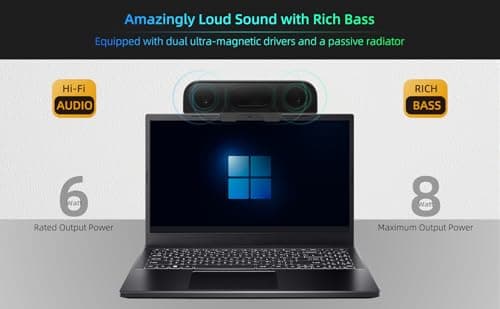 Computer Speakers for Desktop PC, Monitor Speakers, USB Plug-in, Wired, External Speaker for Laptop, Small Computer Soundbar for PC, with Loud Sound, Deep Bass, USB-C Adapter, Easily Clamp to Monitor 3
