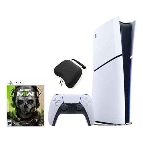 PlayStation 5 Slim Digital Edition Call of Duty Modern Warfare II Bundle and Controller Case - White, Slim PS5 1TB PCIe SSD Gaming Console with Controller Protective Case - Digital Slim PS5 [playstation_5]