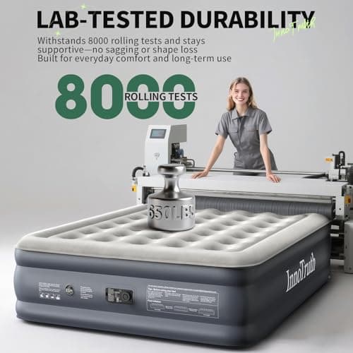 InnoTruth Air Mattress Queen with Built in Pump, Inflatable Mattress Blow up Mattress, Family Choice Award Winner, 18" Colchones Inflables Foldable Air Bed for Guest & Home, Ideal for Camping, 650lbs 4