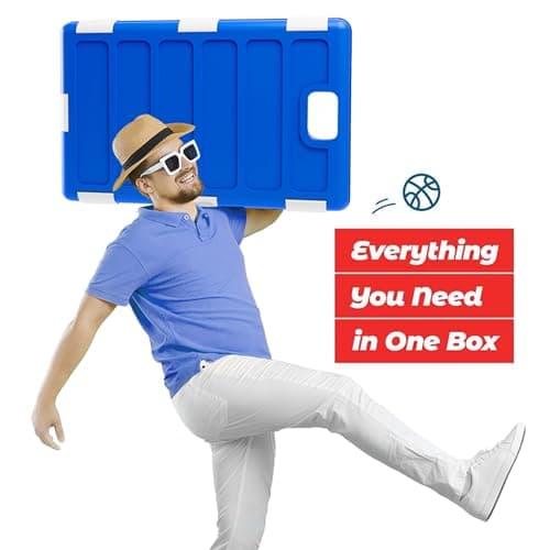 Play22 Swimming Pool Basketball Hoop - 4 Adjustable Height - Revolutionary Base and Storage System, Large Backboard 33"x 54", Pool Toys Basketball Game, Includes 2 Balls and Pump 5