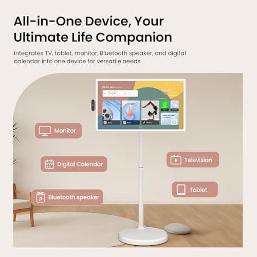 ApoloSign 32'' UHD 4K Smart Portable TV 2nd Gen, 16(8+8) GB RAM+256GB, Android 15, EDLA-Certified, Portable Touch Screen Monitor, Built-in 15000mAh Battery, Full Swivel Rotation, Voice Remote Control 5