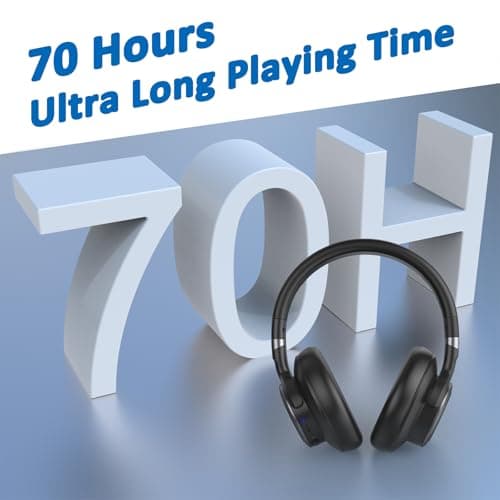 KVIDIO Active Noise Cancelling Headphones, 70 Hours Playtime Bluetooth Headphones Wireless with Microphone, Transparency Mode, Deep Bass and Hi-Fi Stereo Sound Over Ear for Travel Office 3