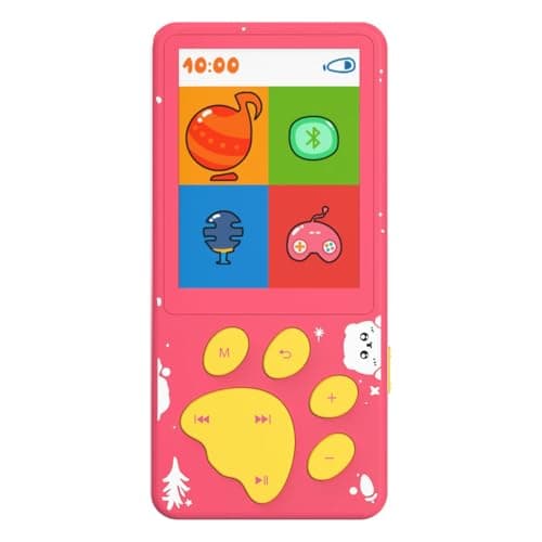 MP3 Player for Kids,32GB Pink Kids MP3 Player with Bluetooth,Speaker, 2.4 inch Color Screen,Soothing Sound,Flashlight,Games,Voice Recorder,Music Player with Cartoon Bear Paw Button Expandable to 128GB