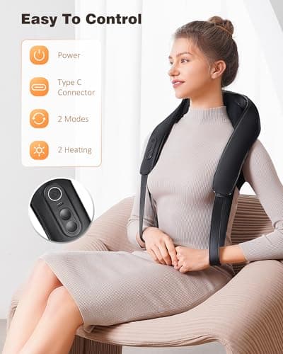 Neck and Shoulder Massager with Heat, Cordless Back and Neck Massager, Upgraded Graphene Heating, 4D Shiatsu Deep Kneading Massage for Shoulder, Back,Leg,Pain Relief, Portable Gifts for Dad Mom Friend 2