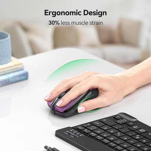 TECKNET Wireless Mouse, 2.4G Ergonomic Optical Mouse, Computer Mouse for Laptop, PC, Computer, Chromebook, Notebook, 6 Buttons, 24 Months Battery Life, 2600 DPI, 5 Adjustment Levels 4