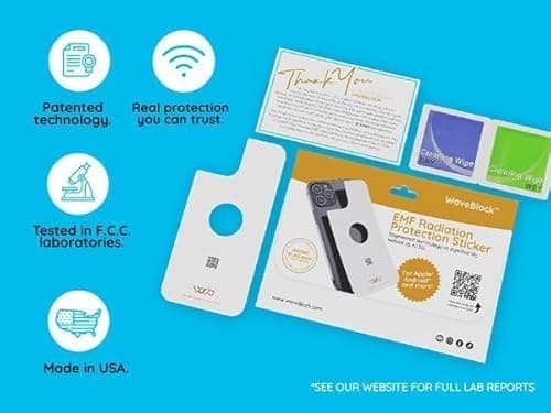 WAVEBLOCK EMF Blocker for Cell Phone - Made for iPhone 15 - The Only Patented, Real Scientifically Backed, Lab-Tested 5G-Shield Sticker to Protect You & Your Loved Ones - USA Made White 4