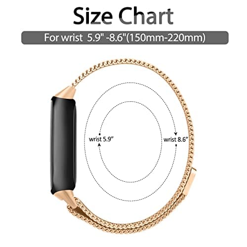 Vanjua for Fitbit Inspire 3 Bands Women Men, Stainless Steel Metal Mesh Loop Adjustable Magnetic Wristband Replacement Straps Compatible with Fitbit Inspire 3 Fitness Tracker (Rose Gold) 4
