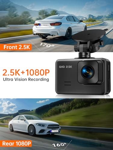 Dash Cam Front and Rear, 2.5K+1080P Dual Dash Camera for Cars, 2’’ Display Mini Car Camera, G-Sensor Dashcam, Night Vision, 24H Parking Mode, Loop Recording, 170°Wide Angle, 32GB Card Included 4