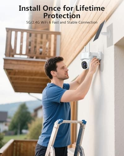 Gianteye 2K Solar Security Cameras Wireless Outdoor, 5G&2.4GHz Dual WiFi Cameras for Home Security, Solar & Battery Powered Outdoor Camera Wireless, Color Night Vision, PZT Human Detection, 2 Packs 3