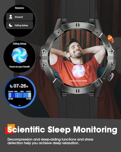 Smart Watches for Men, Bluetooth Call Military Smart Watch, Waterproof Fitness Tracker with Heart Rate/Blood Oxygen/Sleep Monitor/124 Sports Modes, Tactical Watch for Android Phones & iPhone (Black) 4