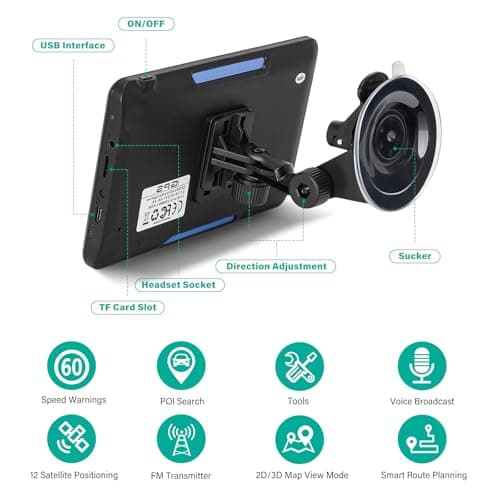 GPS Navigator for Car Truck RV, 7 Inch Touch Screen GPS for Car with 2025 Maps Free Lifetime Updates, Voice Turn-by-Turn Guidance, Speed Limit & Red Light Camera Alerts, Custom Truck Routing (Blue) 4