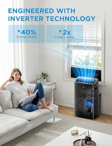 Midea Duo 12,000 BTU (10,000 BTU SACC) High Efficiency Inverter, Ultra Quiet Portable Air Conditioner, Cools up to 450 Sq. Ft., Compatible with Alexa/Google Assistant, Includes Remote 4
