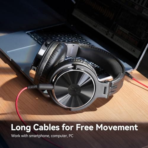 OneOdio Wired Over Ear Headphones Hi-Res Studio Monitor & Mixing DJ Stereo Headsets with 50mm Drivers and 1/4 to 3.5mm Jack for AMP Computer Recording Podcast Keyboard Guitar Laptop - Black 4