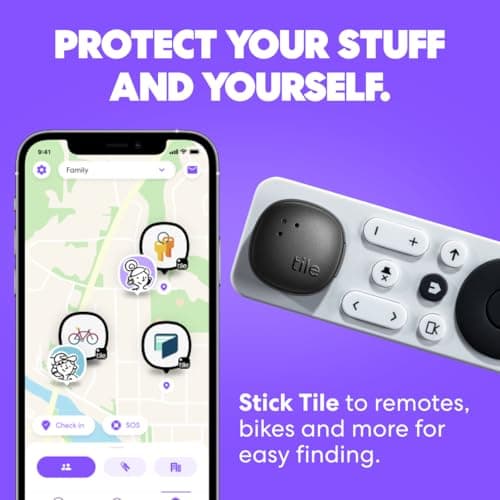 Tile by Life360 Sticker - Small Bluetooth Tracker, Remote Finder and Item Locator for Bikes, Glasses and More. Both iOS and Android Compatible. Phone Finder. 2-Pack (Black) 2
