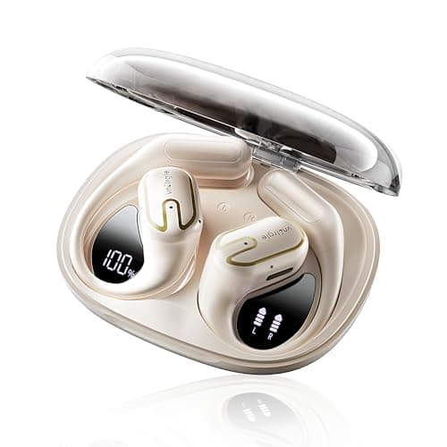 Open Ear Headphones Earbuds wireless - 5.4 Bluetooth Ear Buds with LED Digital Display IPX7 Waterproof, Wireless Headphones Touch Control Air Conduction Stereo Sound with 18.2mm Drivers 80H Playtime