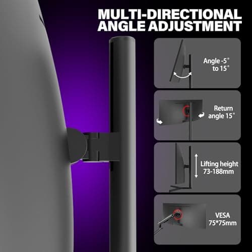 Gawfolk 34 Inch Ultrawide Curved Gaming Monitor, 1500R PC Screen UWQHD 3440x1440, 165hz Curved Computer Screen with FreeSync, Multi-Directional Adjustable Base 4