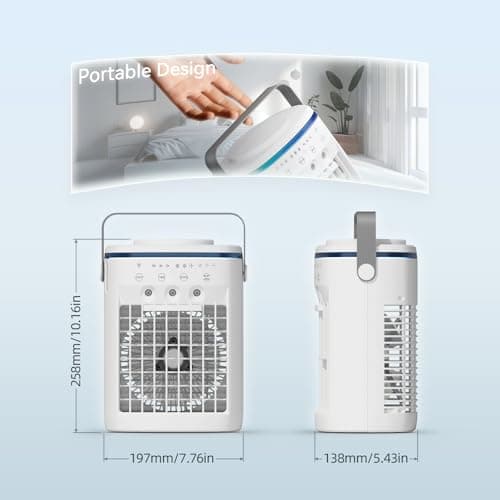 Portable Air Conditioner,Cooling Fan with 3 Speeds &3 Modes,2-8H Timer,1000ml Water Tank, Remote Control,4 in 1 Humidifier, Air Conditioner,Fan,Night Light,Evaporative Air Cooler for Home,Office 2