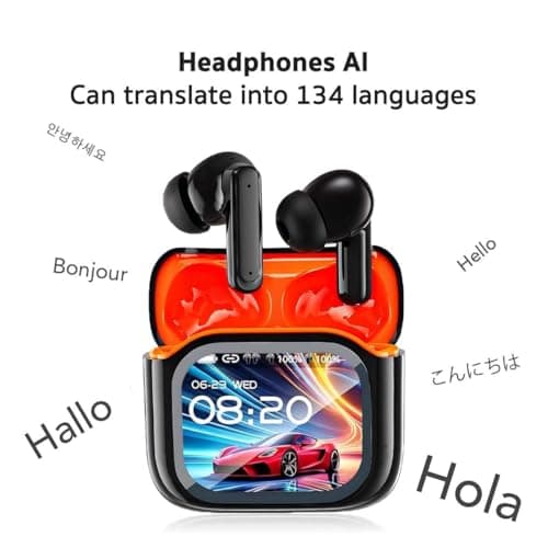 AI Translation Earbud,Spanish & English Live Translation,AI 2025 New 6.0 Pro NE20 Translation Earbuds,LCD Touch Screen,Intelligent Noise Reduction,Suitable for Travelling,Suitable for business use 2