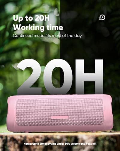 Bluetooth Speaker Gifts for Men: Portable Wireless, IPX5 Waterproof, White Elephant Gifts for Adults, Stocking Stuffers for Teens Boy Girl, Up to 20H Playtime, TWS Pair, for Home/Party/Outdoor (Pink) 2