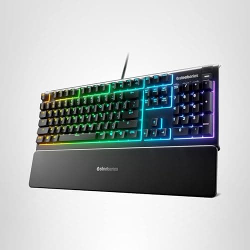SteelSeries Apex 3 RGB Gaming Keyboard – 10-Zone RGB Illumination – IP32 Water Resistant – Premium Magnetic Wrist Rest (Whisper Quiet Gaming Switch) 5