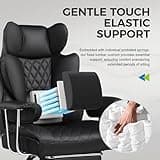 GTRACING Gaming Chair,Office Chair with Pocket Spring Lumbar Support, Ergonomic Comfortable Wide Office Desk Computer Chair with Outward Fixed Soft Armrests and Footrest (PU Leather, Black) 4