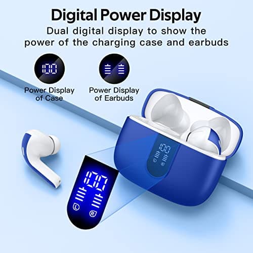TAGRY Bluetooth Headphones True Wireless Earbuds 60H Playback LED Power Display Earphones with Wireless Charging Case IPX5 Waterproof in-Ear Ear buds with Mic for TV Smart Phone Laptop Computer Sports 2