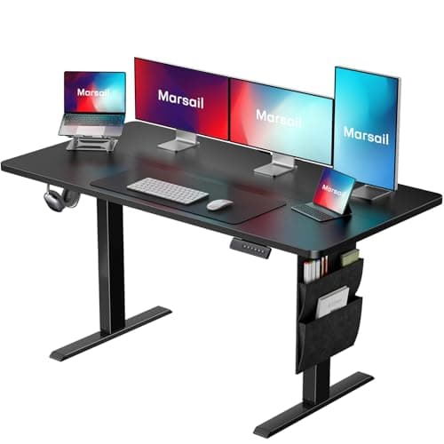 Marsail 48x24 Electric Standing Desk - Adjustable Height Computer Desk with Memory Presets, Storage Bag & Cable Management for Home Office & Gaming Workstations