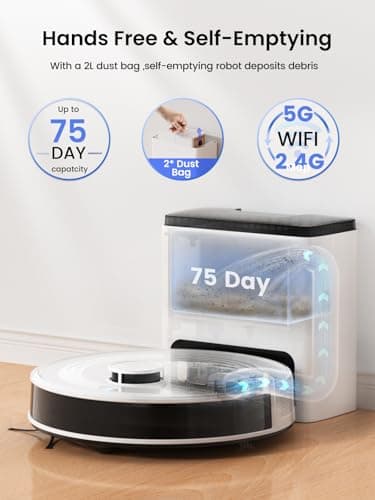 Lefant LiDAR Robot Vacuum and Mop,75-Day Self-Emptying,6000Pa Powerful Suction,Customized Cleaning,Home Mapping, 140 Min Runtime, Roller Brush for Carpet,2.4G/5G WiFi/Alexa/APP/iWatch,M2 Plus 5