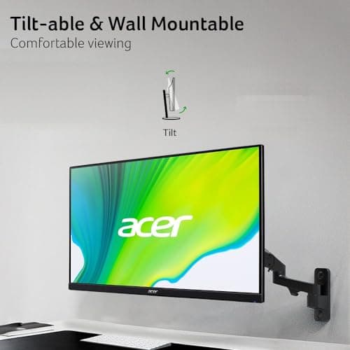 Acer 27 Inch Monitor- KB272-27 Inch FHD IPS (1920 x 1080) Display, Up to 120Hz Refresh Rate, 99% sRGB, Tilt, Adaptive-Sync Support (FreeSync Compatible) 1ms (VRB), sRGB 99% Color, HDMI & VGA Ports 2