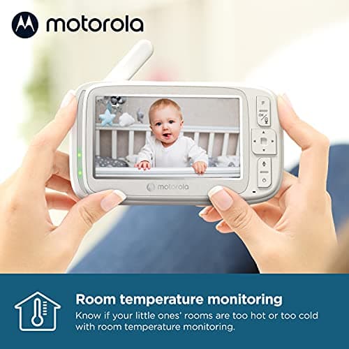 Motorola Nursery Video Baby Monitor with Camera, 5" Screen, 2-Way Audio, Night Vision, Temperature Sensor, No WiFi,1000ft Range, Lullabies, VM75 5