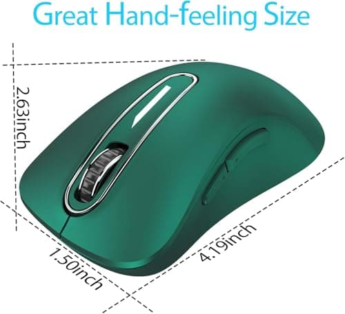 memzuoix 2.4G Wireless Mouse, 1400 DPI Computer Mice USB Receiver, Portable Wireless USB Mouse Battery Powered Cordless Mice for Laptop, PC, Desktop, 5 Buttons (Dark Green) 4
