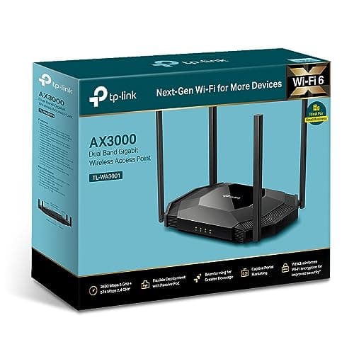 TP-Link TL-WA3001 WiFi 6 AX3000 Wireless Gigabit Access Point | Desktop Wi-Fi Bridge | HE160 & Beamforming | Supports Multi SSID/Client/Range Extender Mode | 4 Fixed Antennas | Passive PoE Powered 4
