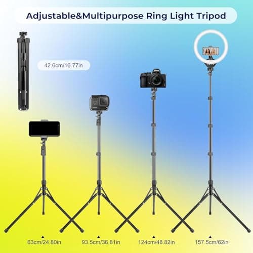 Aureday 14'' Selfie Ring Light with 62'' Tripod Stand and Phone Holder, Dimmable LED Phone Ringlight for Makeup/Video Recording/Photography, Circle Lighting for All Cell Phones&Lightweight Cameras 5