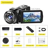 Video Camera, Full HD 1080P 30MP Camcorder, Vlogging Camera for YouTube with Infrared Night Vision, 18X Digital Zoom 3.0“ LCD Screen Digital Camera, Video Recorder with Remote Control and Battery 2