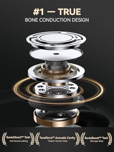 DEMICEA True Wireless Bone Conduction Earphones, OWS Open Ear Headphones with Earhooks, Bluetooth 5.3, Up to 60H Playtime with Case, IP68, AAC/SBC, for Cycling Yoga Workouts 5