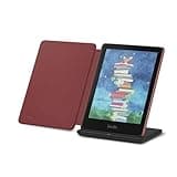 Introducing Amazon Kindle Colorsoft Signature Edition Essentials Bundle including Kindle Colorsoft Signature Edition (32GB)- Black, Premium Leather Cover-Ruby and Wireless Charging Dock 2