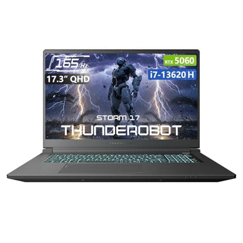 Thunderobot Storm 17 5060 Gaming Laptop, 17.3" QHD 165Hz 2K Display, Core i7-13620H, GeForce RTX 5060, 64GB DDR5 RAM, 2TB SSD, RGB Backlit Keyboard, Wi-Fi 6, Win11 Home