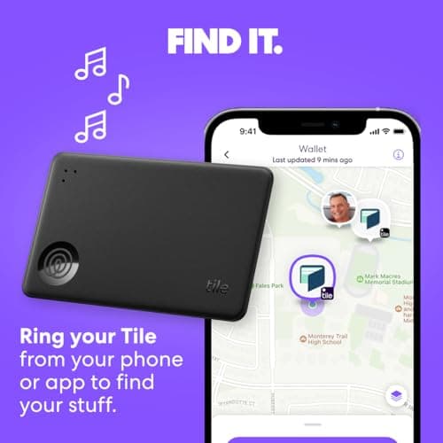 Tile by Life360 Slim - Wallet Finder, Bluetooth Tracker and Item Locator for Luggage Tags, Passports and More. Both iOS and Android Compatible. Phone Finder. 1-Pack (Black) 2