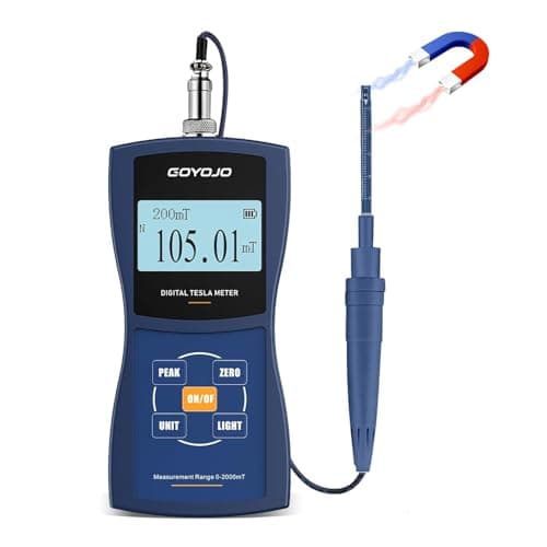 Gauss/Tesla Meter with High Precision Probe & Auto Range Recording 0-20000Gs N/S Polarity Identification, Magnetic Field Tester for Residual Magnetism & Nondestructive Testing