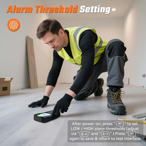 Pinless Moisture Meter for Drywall & Concrete – Digital Drywall Moisture Tester with 3-Color LCD Display, Audible Alarm & HOLD Function – Ideal for Firewood, Lumber, Home Inspections (Black) 2