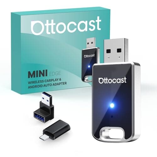 OTTOCAST Mini Edge, 2 in 1 Wireless Carplay Adapter & Wireless Android Auto Adapter for Apple iPhone Samsung or other AndroidPhone, USB Bluetooth Car Accessories for OEM Wired Carplay/Android Auto Car