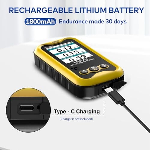 Geiger Counter with J321 GM Tube, Nuclear Radiation Detector with Click Sound for Beta Gamma X-ray, Uranium Glass Iodine Treatment Radioactive Dosimeter, Portable Alarm to Water Food, FS-5000 5